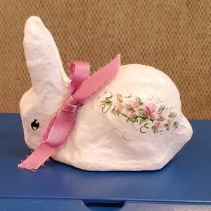 4.5 inch x 3.5 inch Paper Mache Rabbit Home Decor Cottage Core Rustic Farmhouse